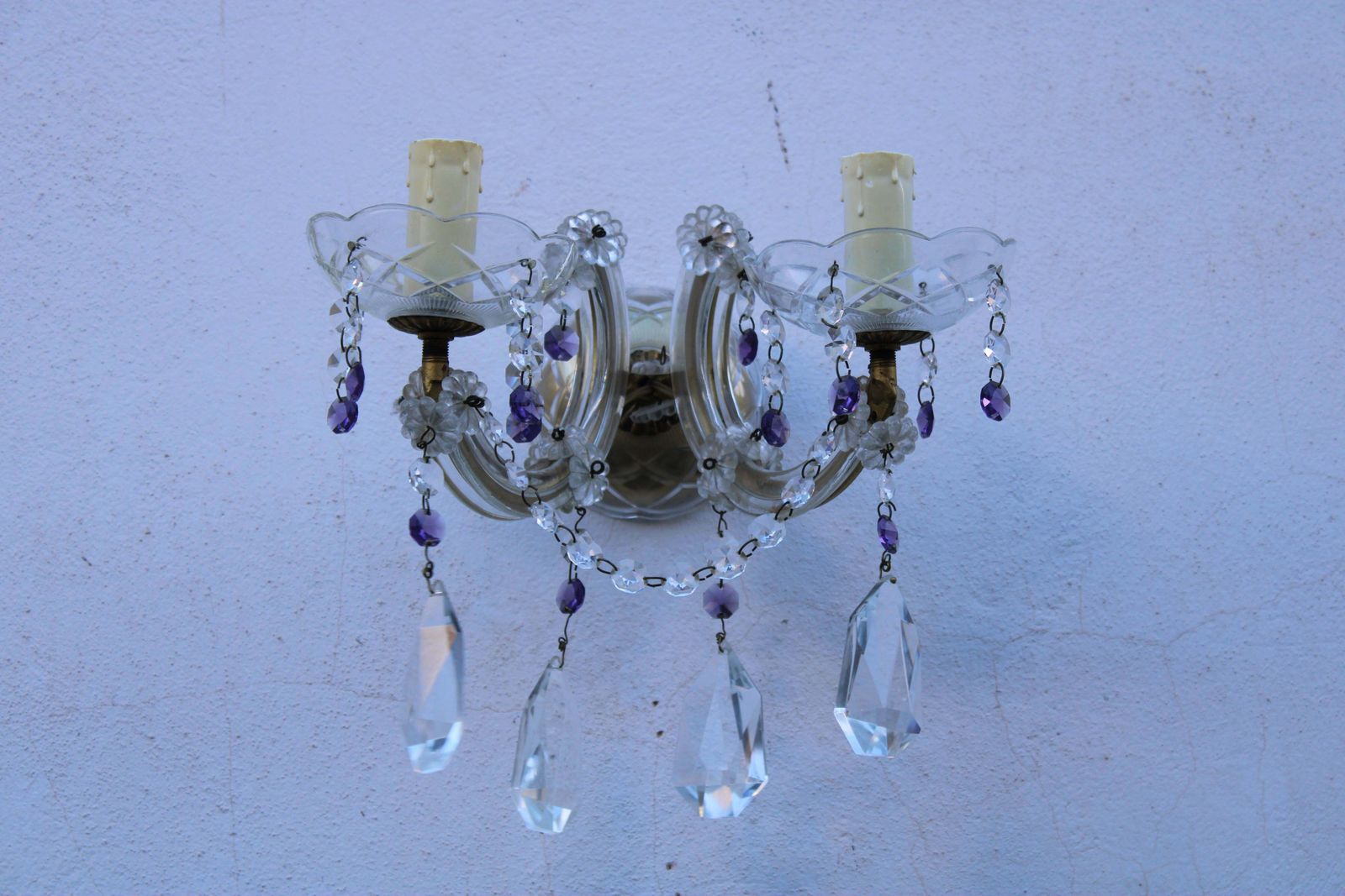 Pair Of Maria Theresa Mid Century Crystal Wall Lamps photo Lighting