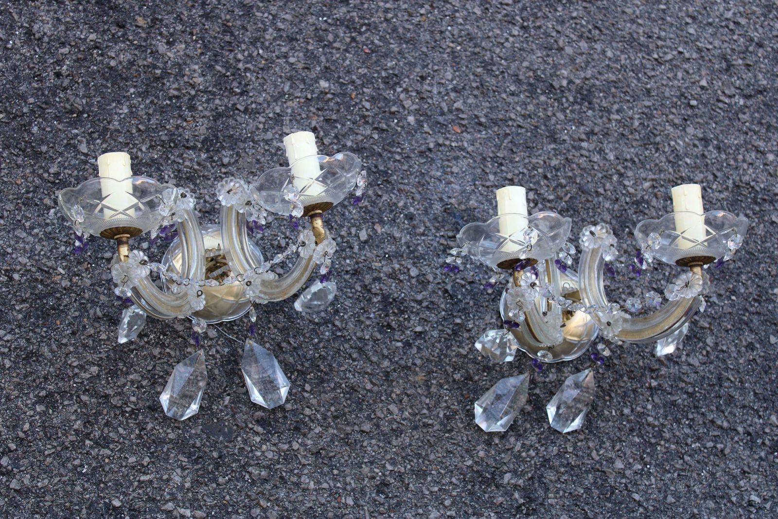 Lighting Pair Of Maria Theresa Mid Century Crystal Wall Lamps photo