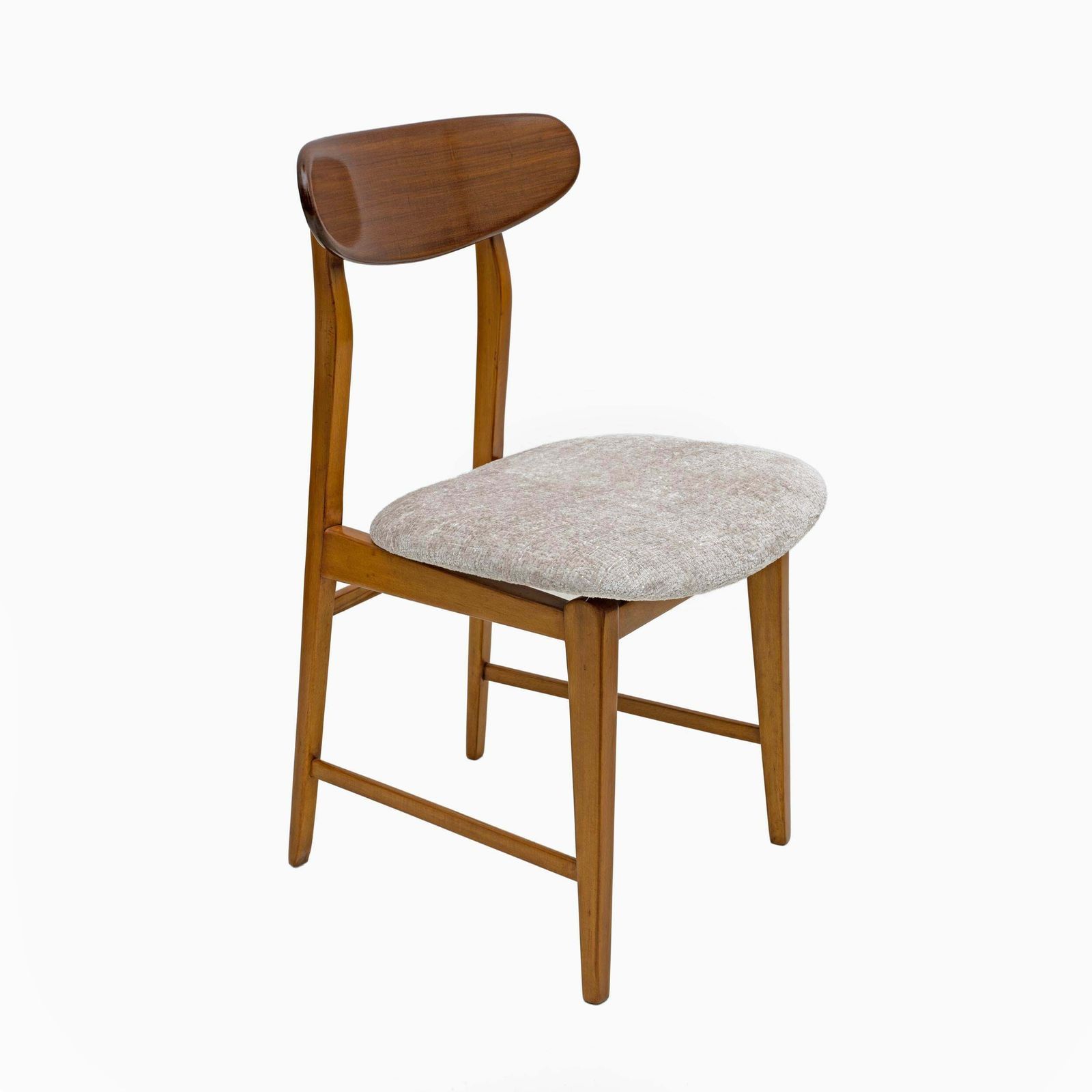 Set Of Six Teak Wood And Bouclè Fabric Dining Chairs, Denmark, 1960s photo vinterior