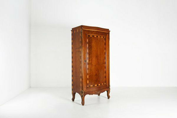 Antique Wooden Cabinet With Inlay And Bronze Decorations, 1860 photo vintage