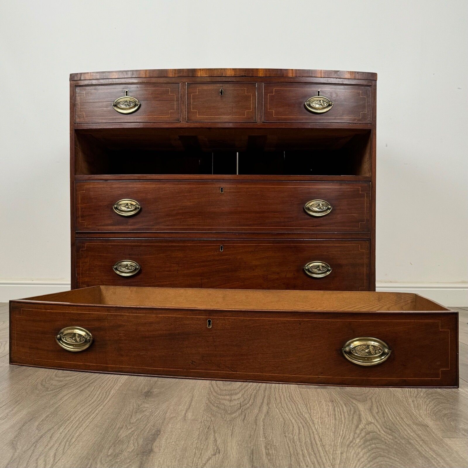photo for sale Antique 18th Century Bow Front Chest Of Drawers In Mahogany