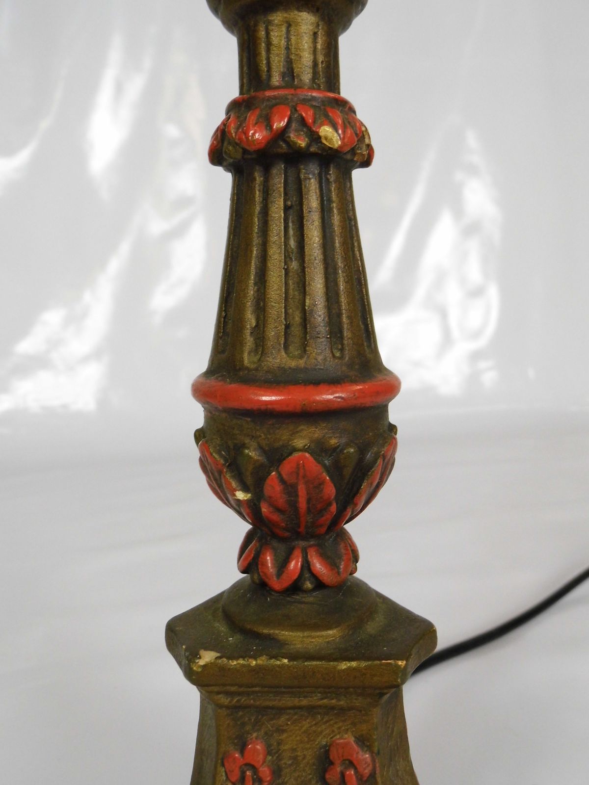 Antique Ecclesiastical Painted Gilt Alterstick Lamp Italian Baroque Style photo buy