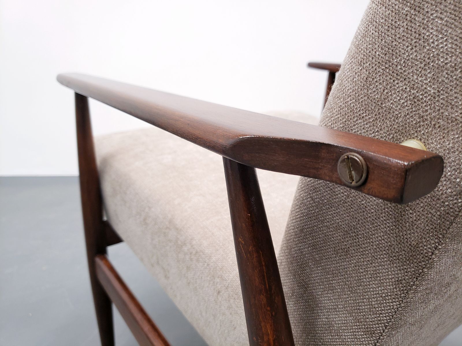 One Left   1960 Henryk Lis Mid Century Armchair In Beige photo vintage