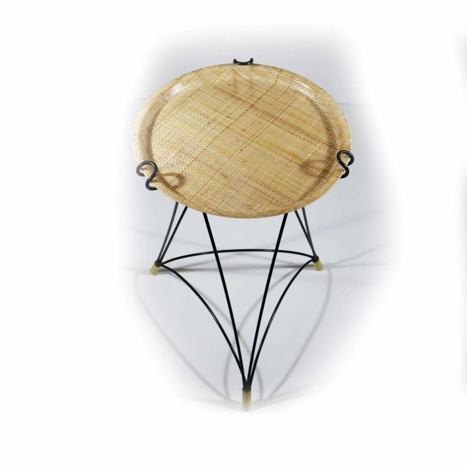 Mid Century Modern Tripod Tray Table, Folding Side Table With Fiberglass Tray photo furniture