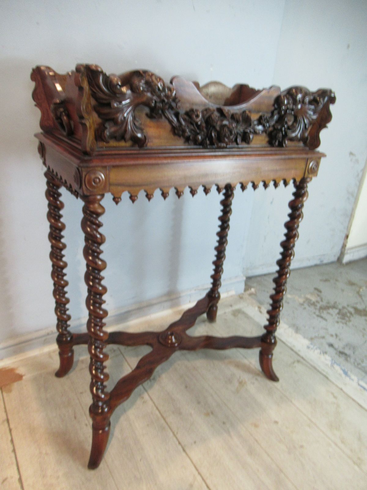 19th Century    Carved And Decorated Plant Holder photo Home Decor