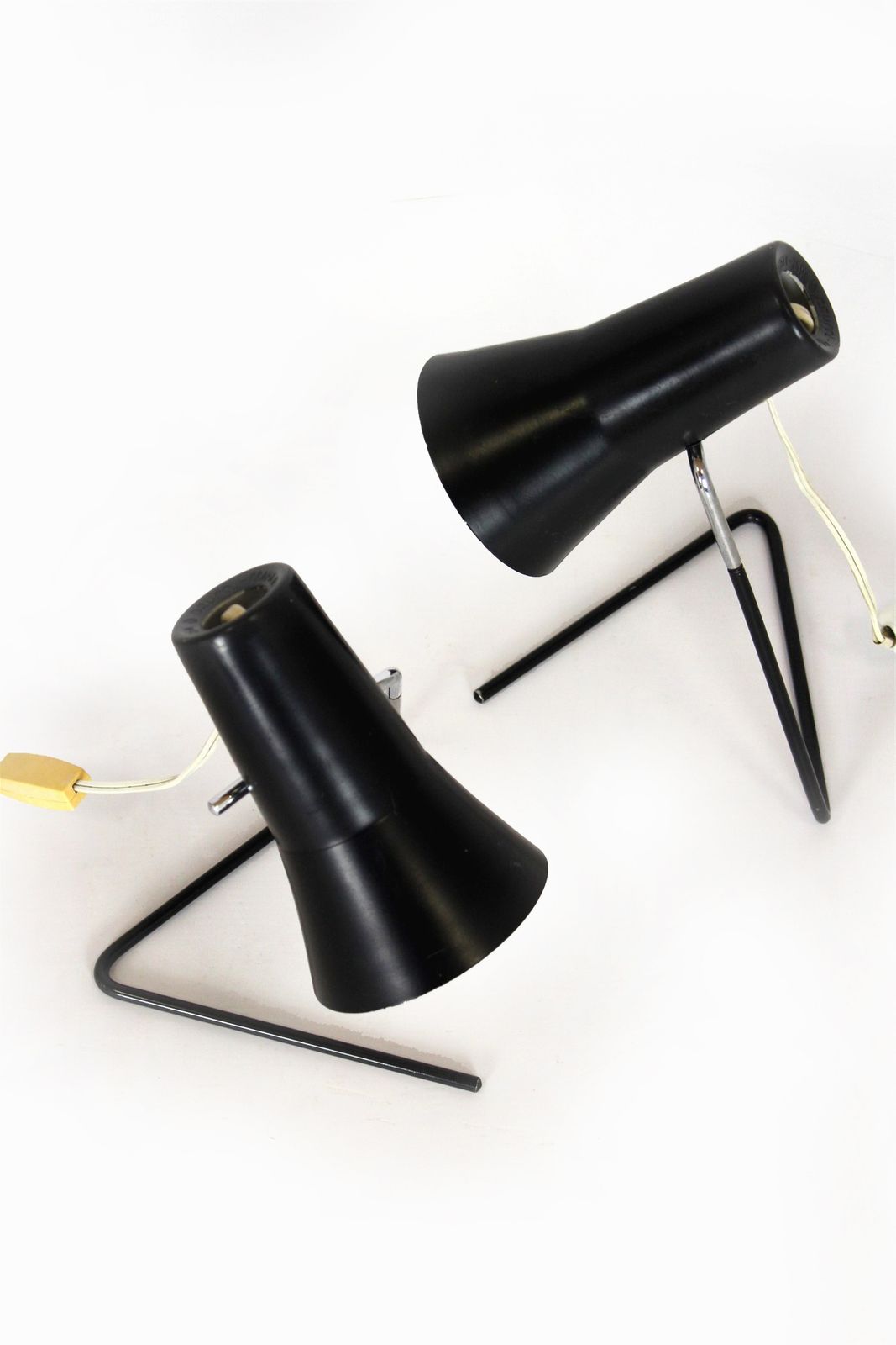 photo for sale Black Table Lamps By Josef Hurka For Drupol, 1960s, Set Of 2