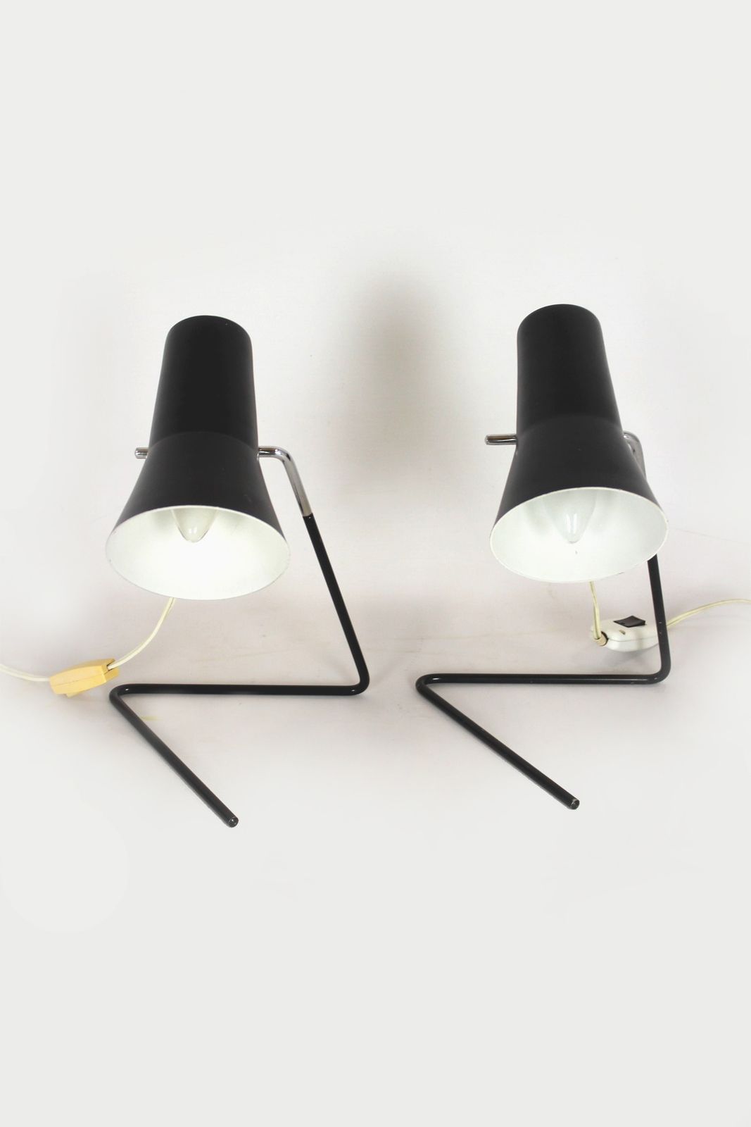 Lighting Black Table Lamps By Josef Hurka For Drupol, 1960s, Set Of 2 photo