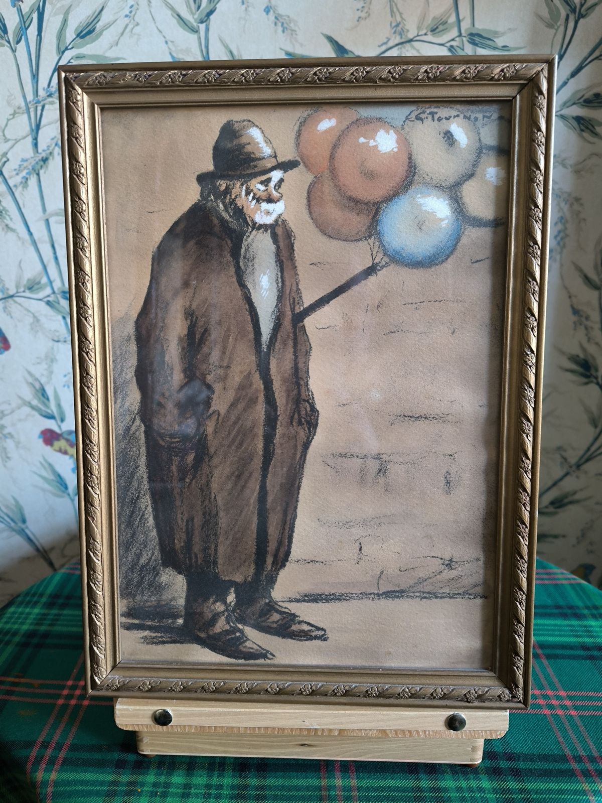 'The Balloon Seller' Pastel By French Artist Georges Tournon (1895   1961)