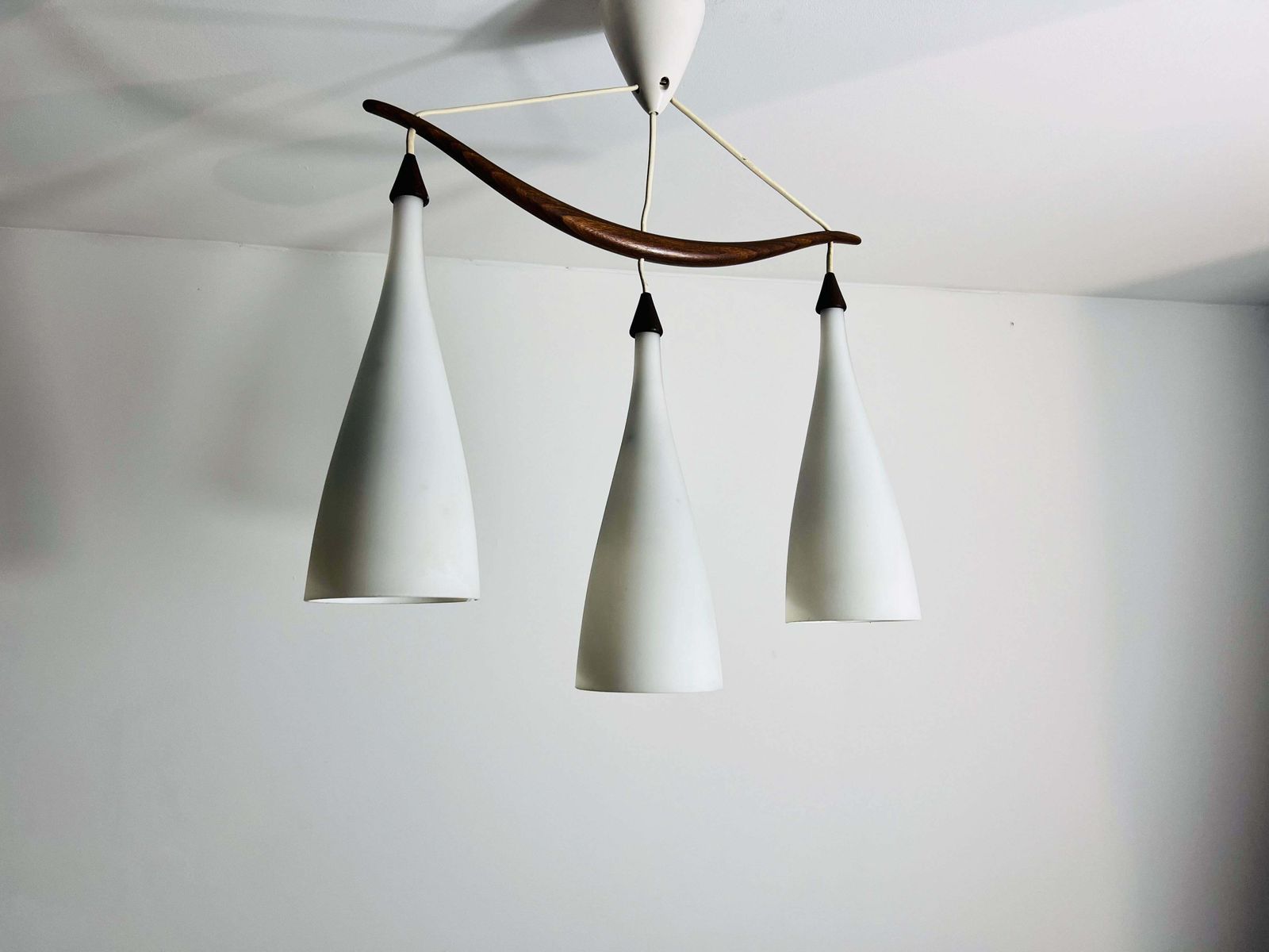 Teak And Opal Glass Pendant Lamp By Uno & östen Kristiansson For Luxus Sweden photo furniture