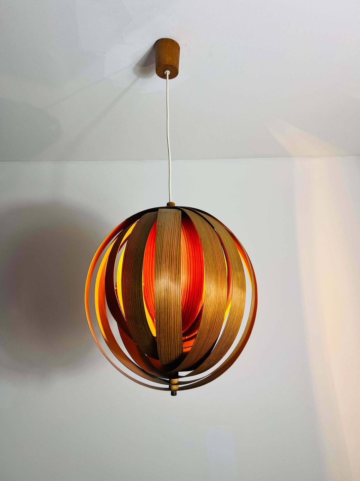 1135.0 Mid Century Wooden Pendant Lamp By Hans Agne Jakobsson, Sweden, 1960s photo