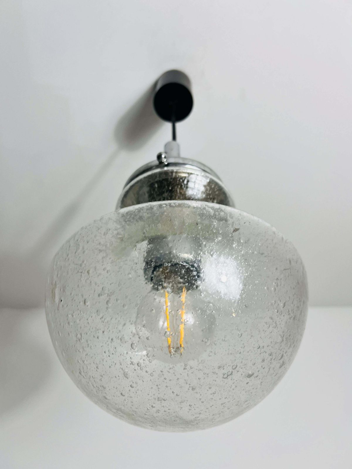 Glass Pendant Lamp By Doria, 1960s, Germany photo vintage