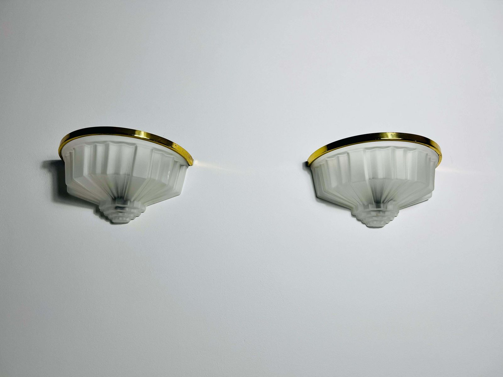 Pair Of French Brass And Aluminium Art Deco Sconces, France, 1940s photo for sale