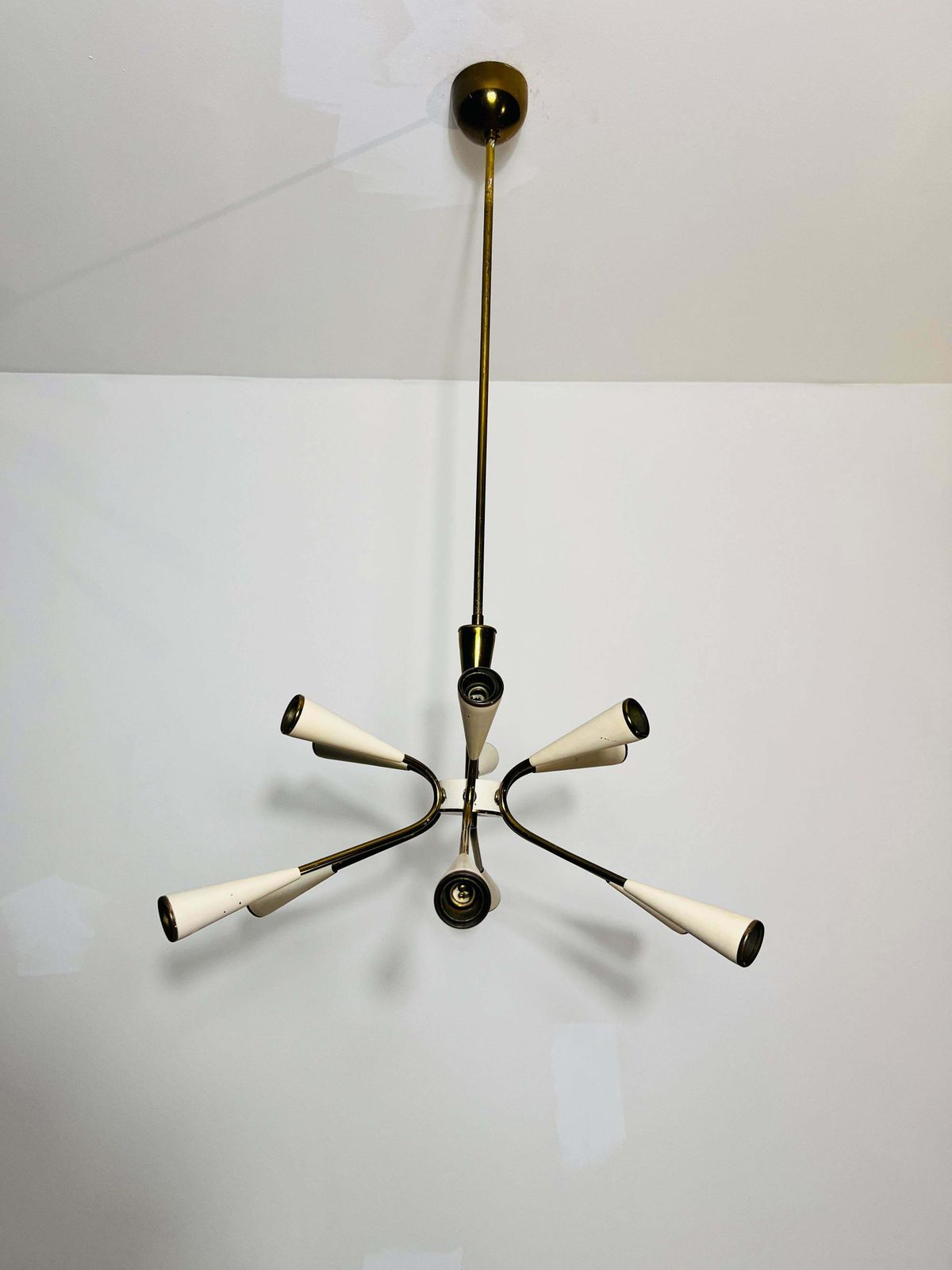 photo furniture 1 Of 2 Mid Century Brass 12 Arm Sputnik Chandelier, 1950s, Italy