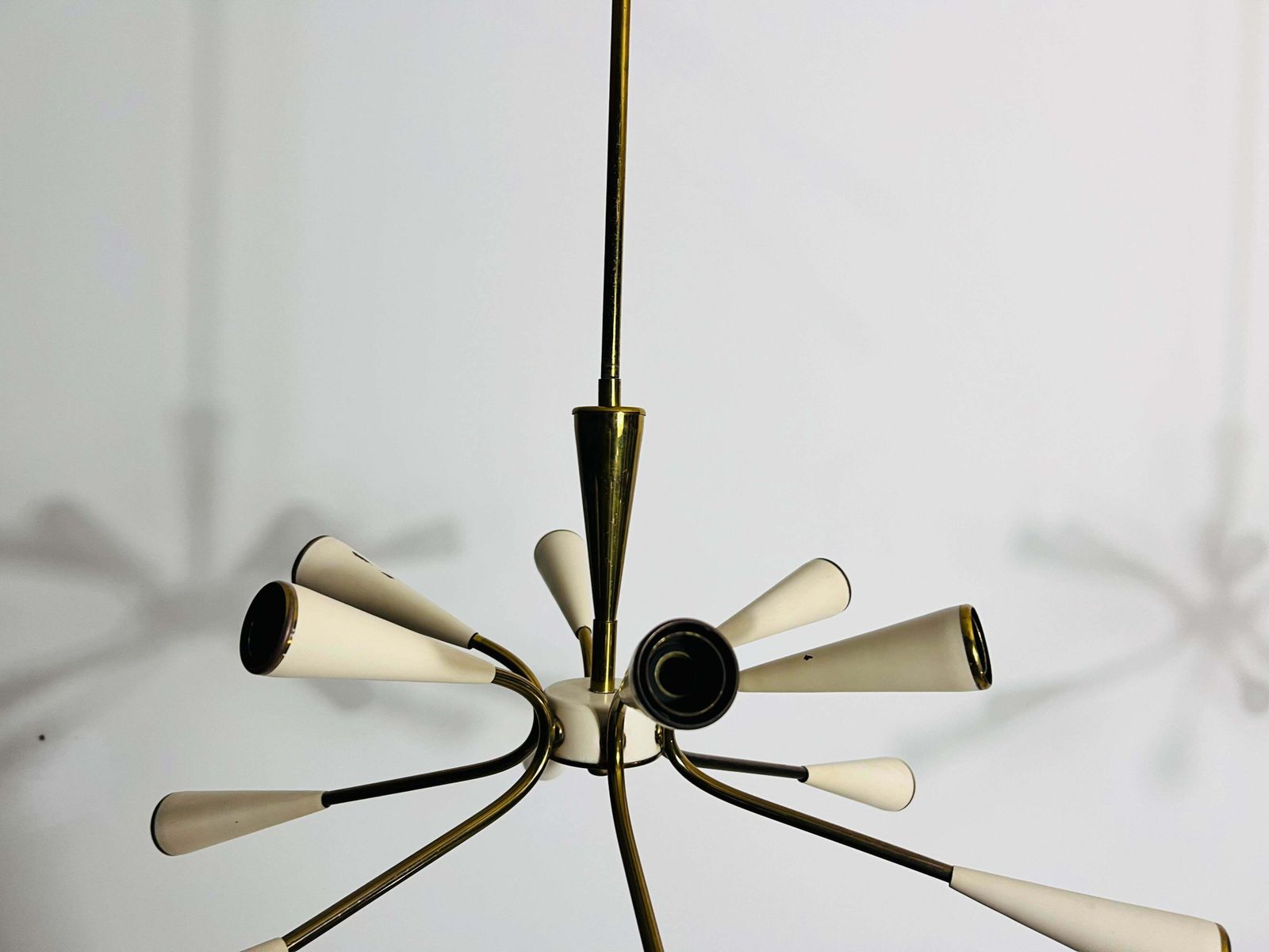 photo vinterior 1 Of 2 Mid Century Brass 12 Arm Sputnik Chandelier, 1950s, Italy
