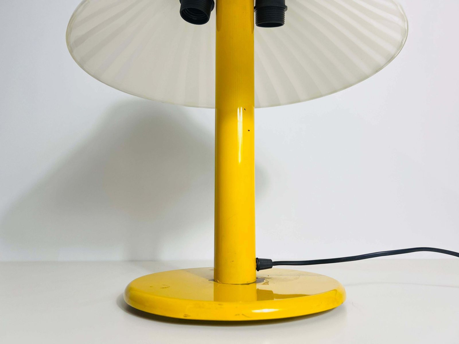 photo furniture Heavy Yellow Metal And Glass Table Lamp, 1960s, Italy