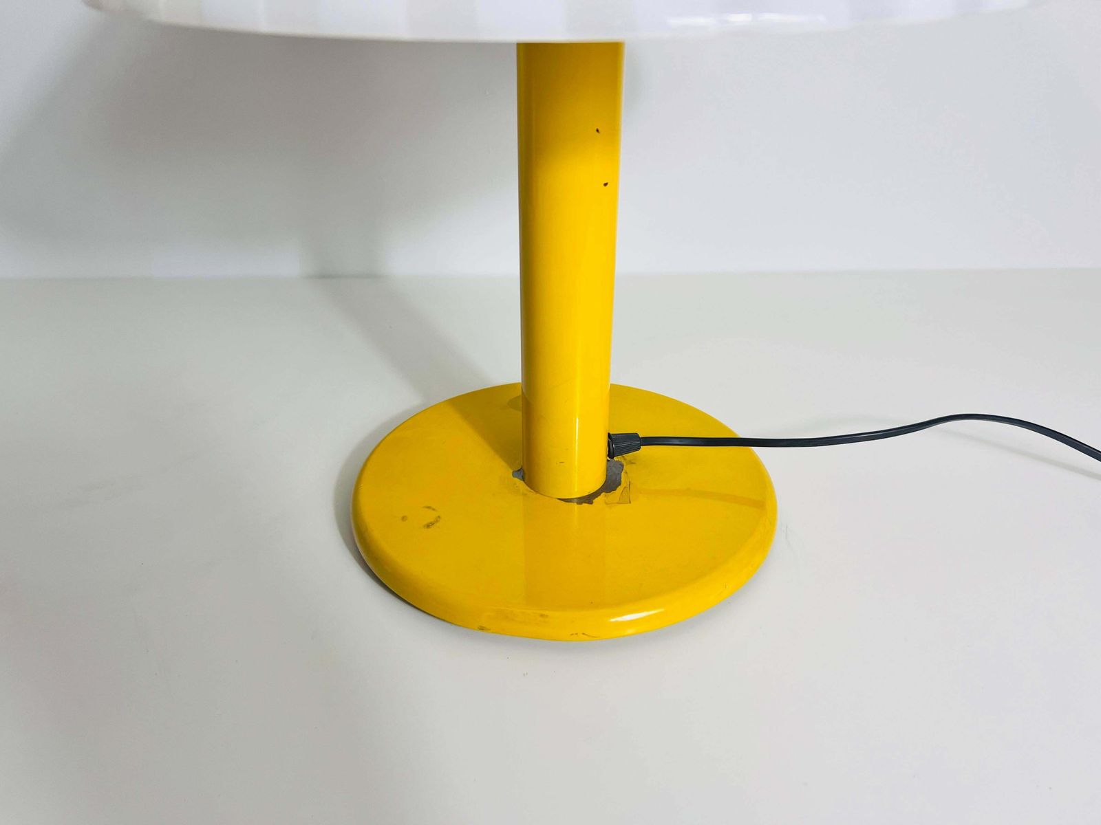 Lighting Heavy Yellow Metal And Glass Table Lamp, 1960s, Italy photo