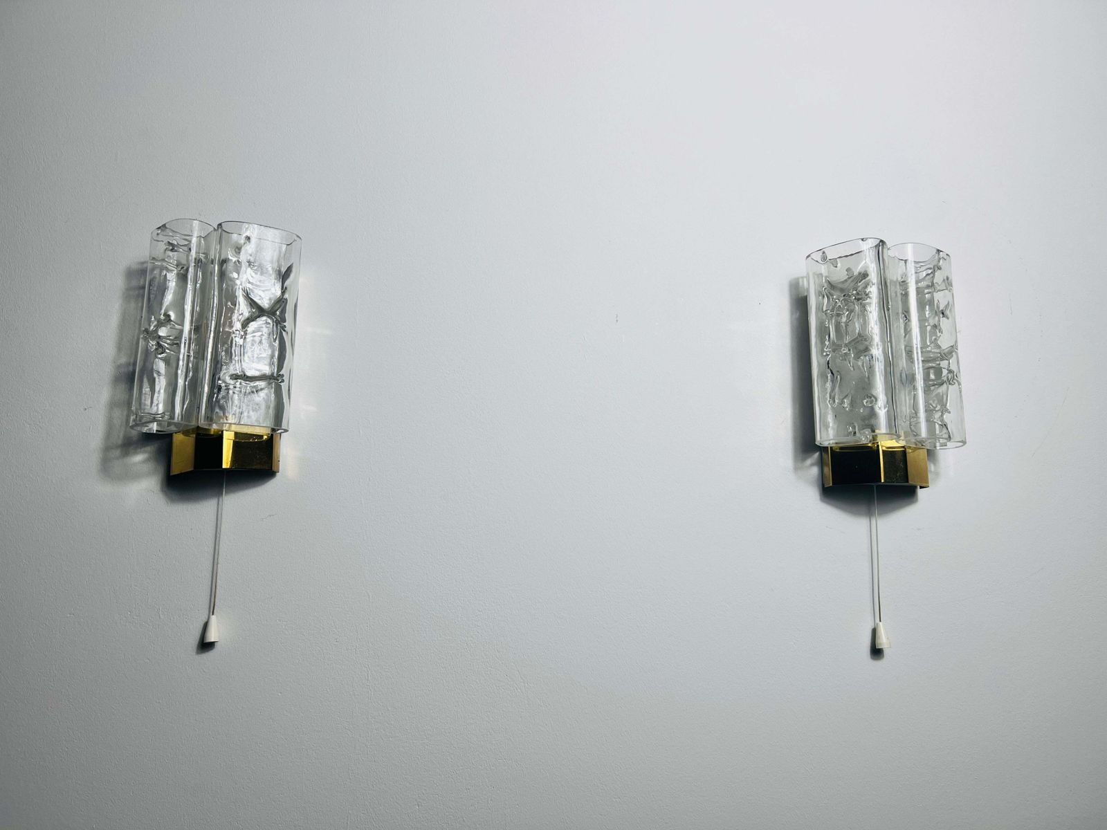 Midcentury Pair Of Blown Glass Wall Lamps By Doria, 1960s photo Lighting