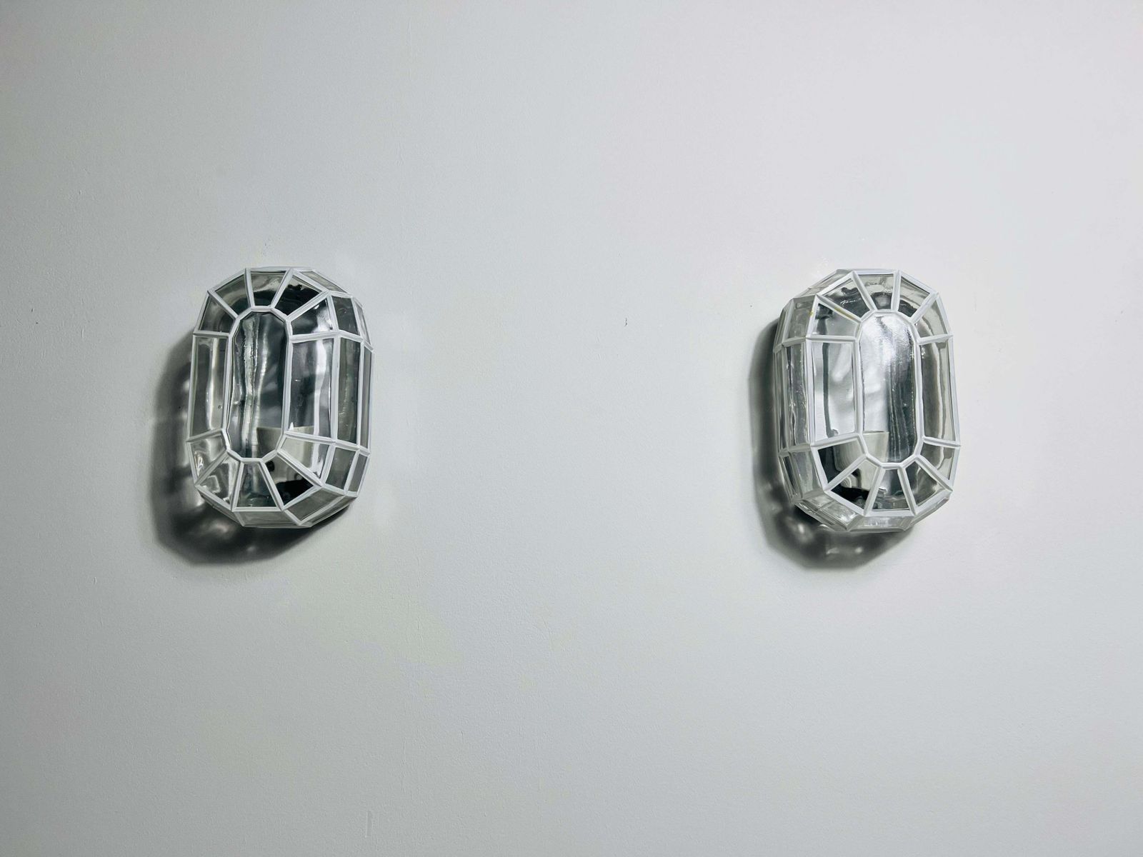 Pair Of Glass Wall Lamps By Glashütte Limburg, 1960s photo for sale