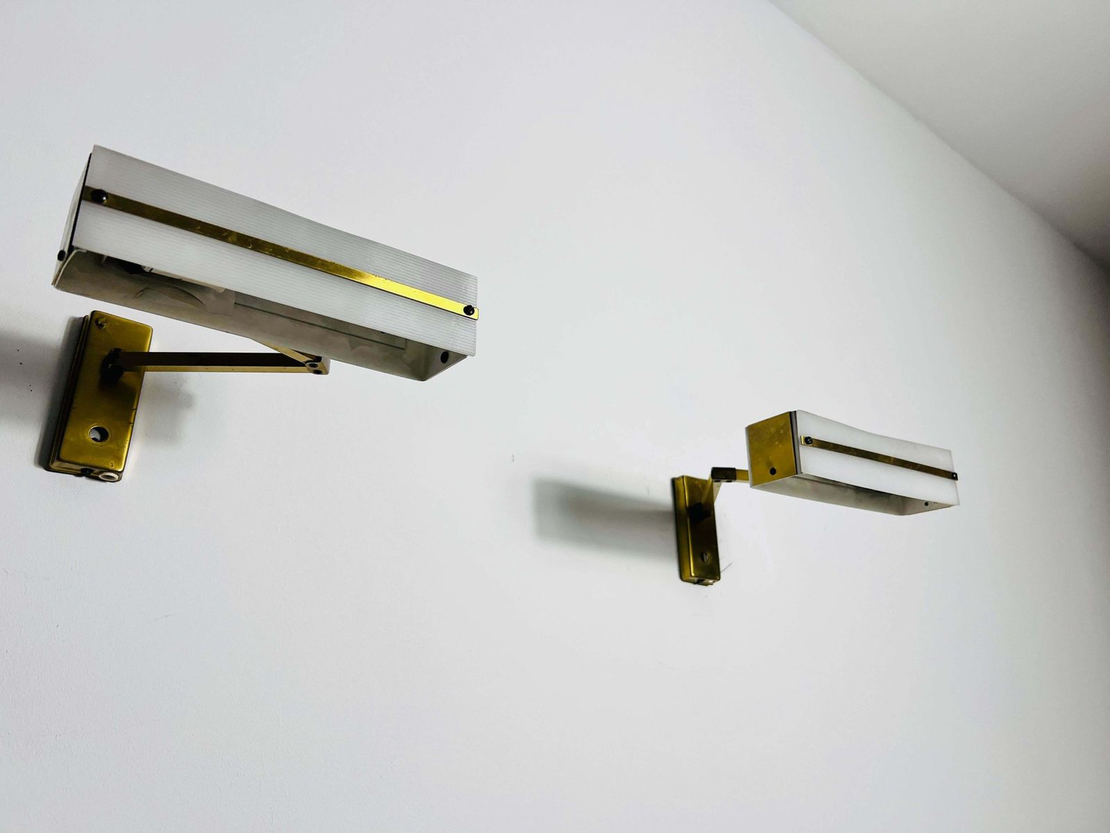 Midcentury Pair Of Brass Wall Lamps By Paul Neuhaus, 1960s photo vintage