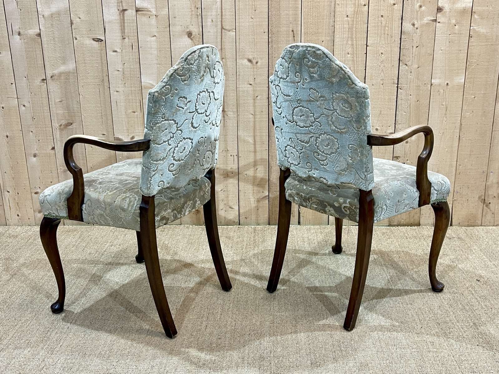 Pair Of Chippendale Walnut Armchairs From The 1930s photo for sale