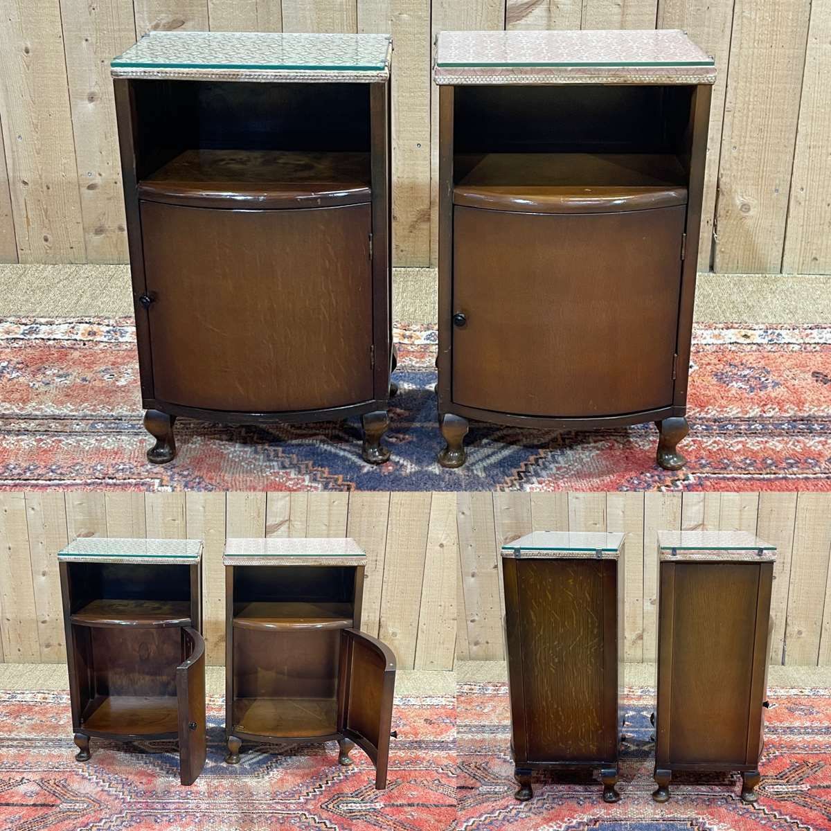 Pair Of English Oak Bedside Tables From The 50s