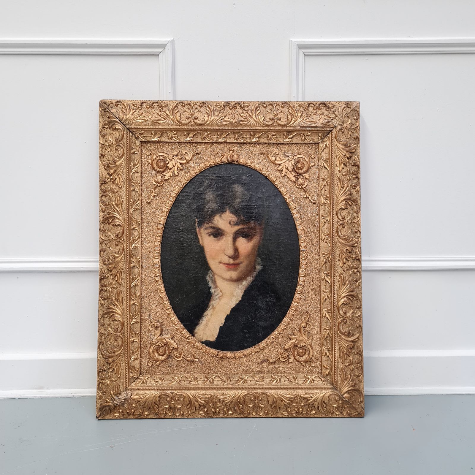 Beautiful Antique French Oil Painting Of Woman C1880 Free Delivery England/Wales