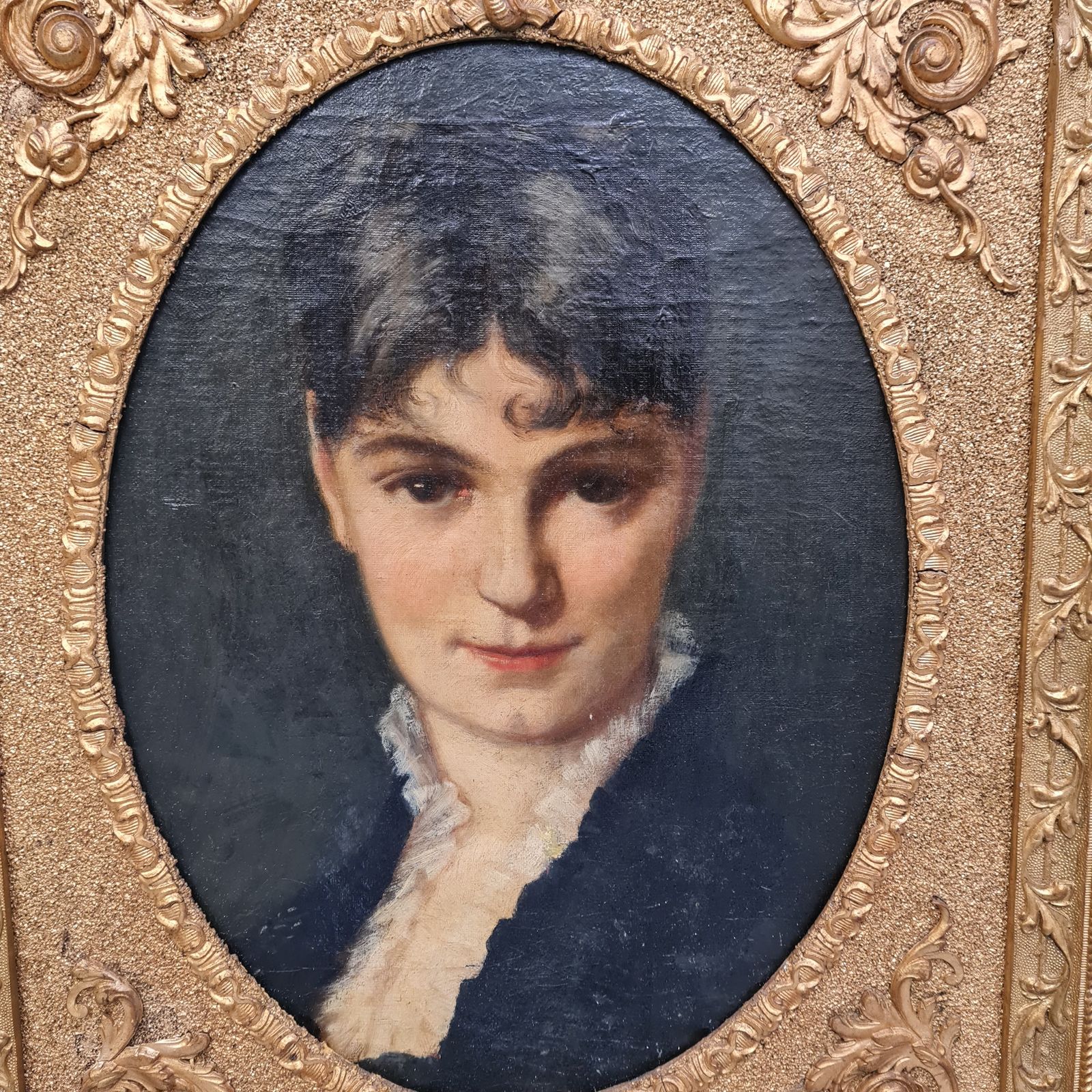 Beautiful Antique French Oil Painting Of Woman C1880 Free Delivery England/Wales photo furniture