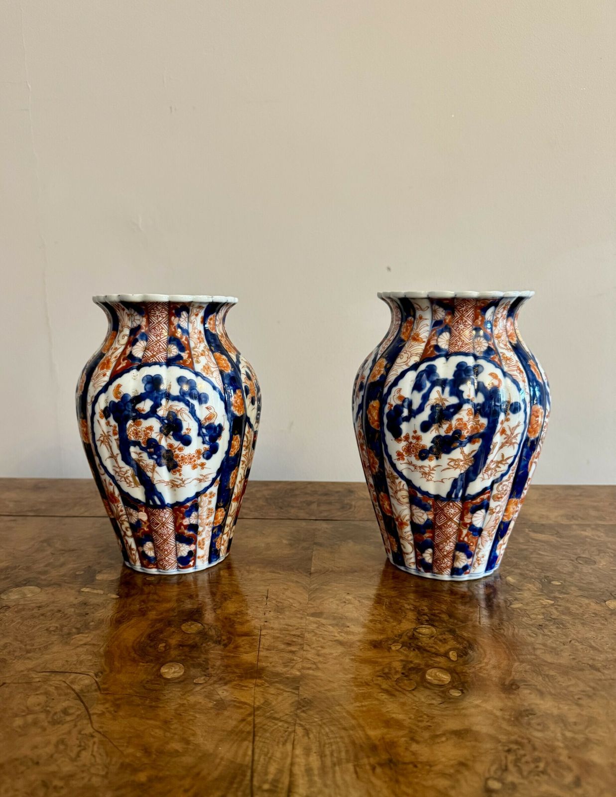 Wonderful Pair Of Antique Japanese Imari Shaped Vases photo for sale