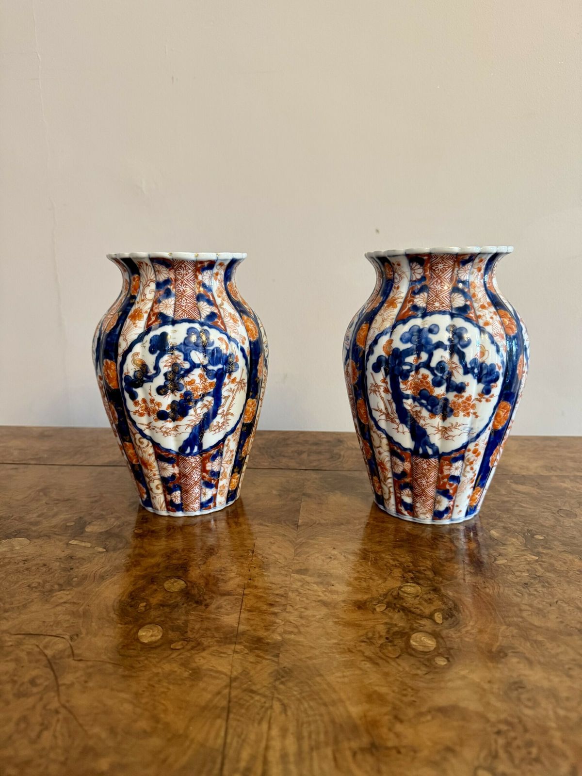 Wonderful Pair Of Antique Japanese Imari Shaped Vases photo Home Decor