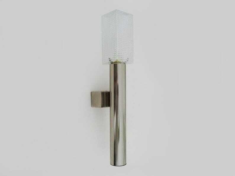 Large Brushed Metal Wall Light In The Style Of The Sciolari House From The 70s. photo for sale