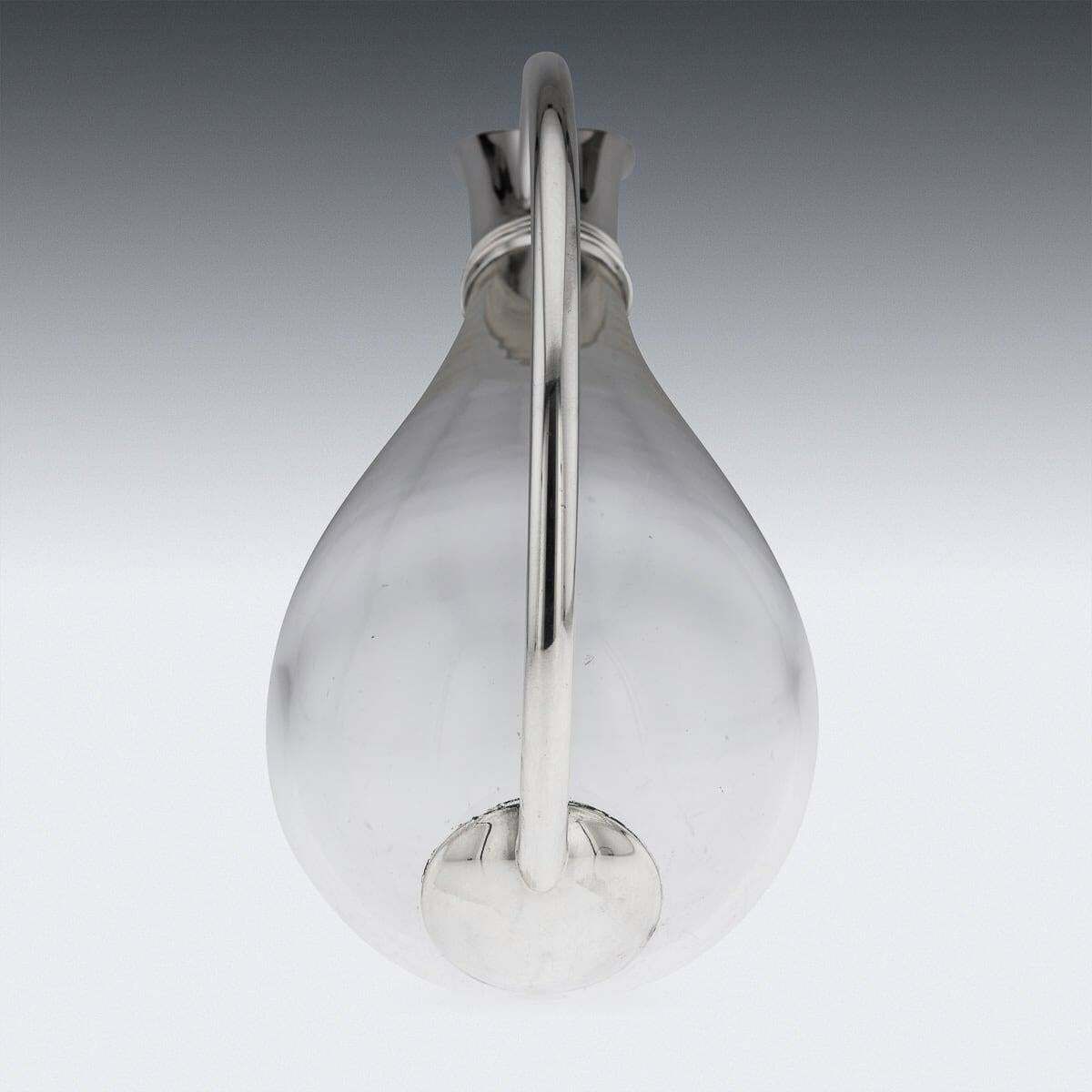 Modern 21st Century British Solid Silver Mounted Glass Wine Jug, Asprey C.2004 photo Home Decor