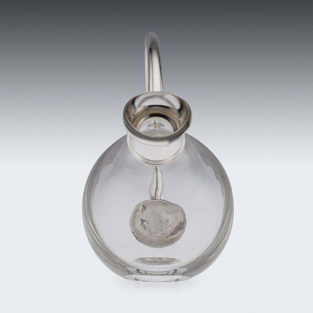 Modern 21st Century British Solid Silver Mounted Glass Wine Jug, Asprey C.2004 photo vinterior