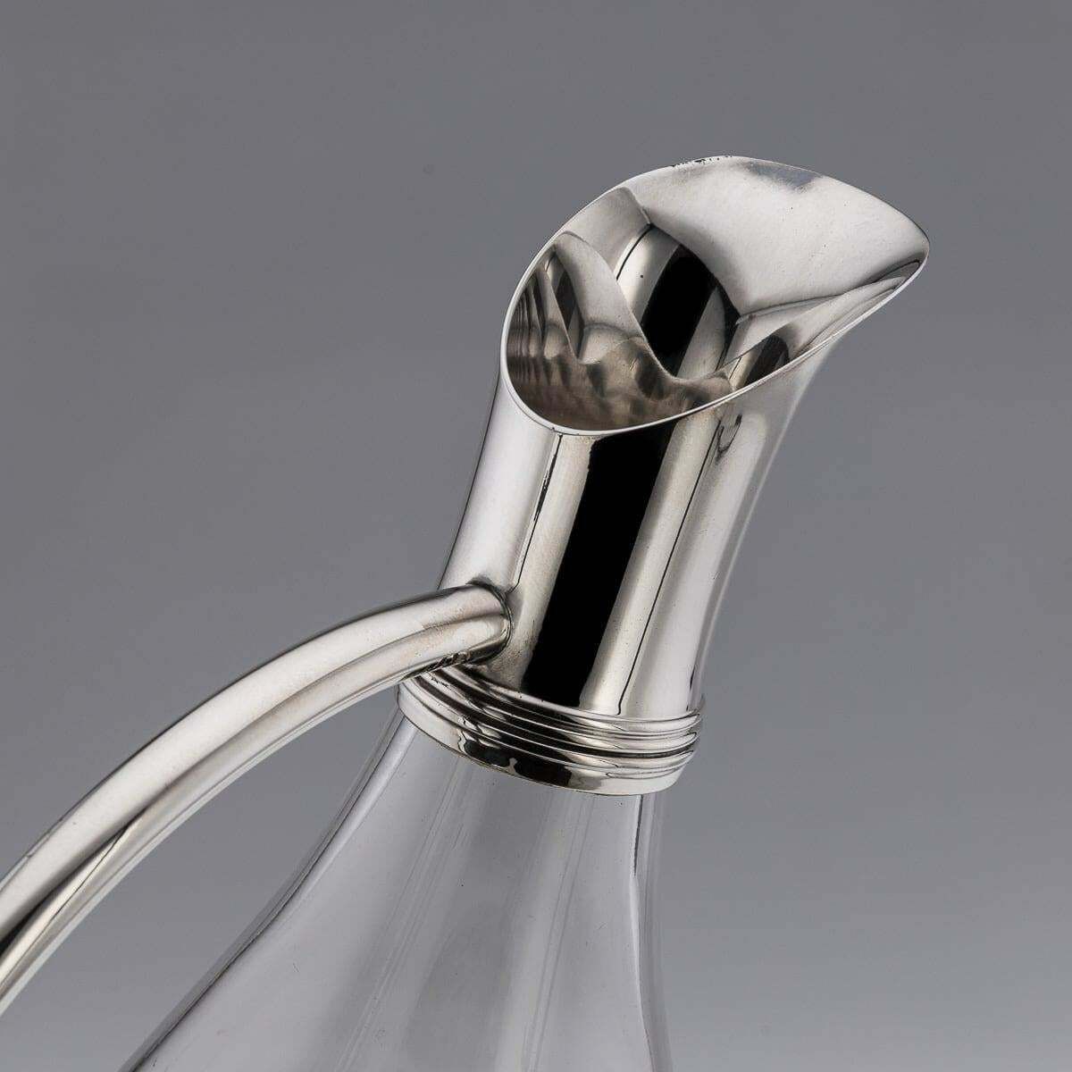 photo for sale Modern 21st Century British Solid Silver Mounted Glass Wine Jug, Asprey C.2004