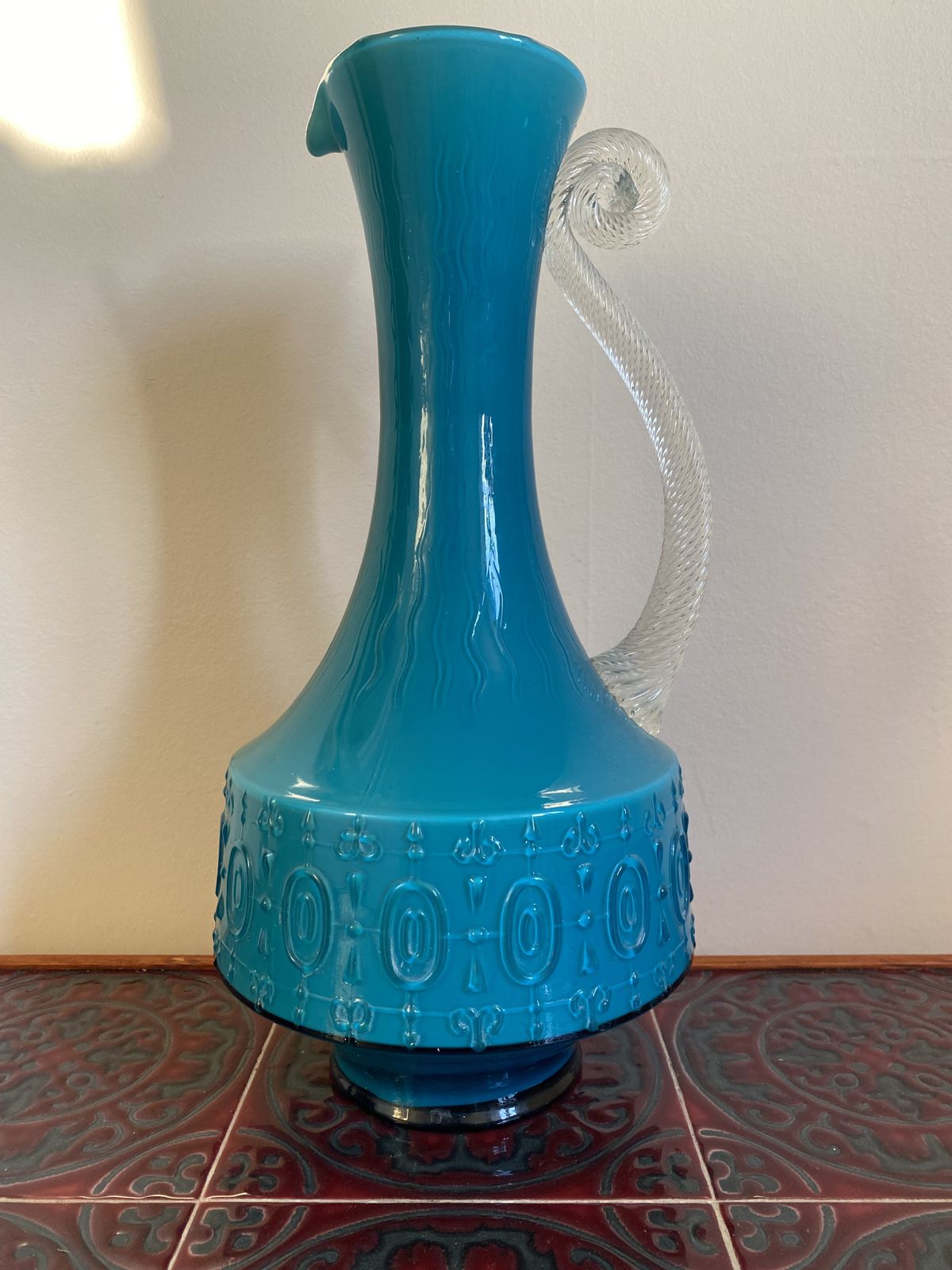 Retro Stelvia (Empoli) Turquoise Jug Pitcher 1960s