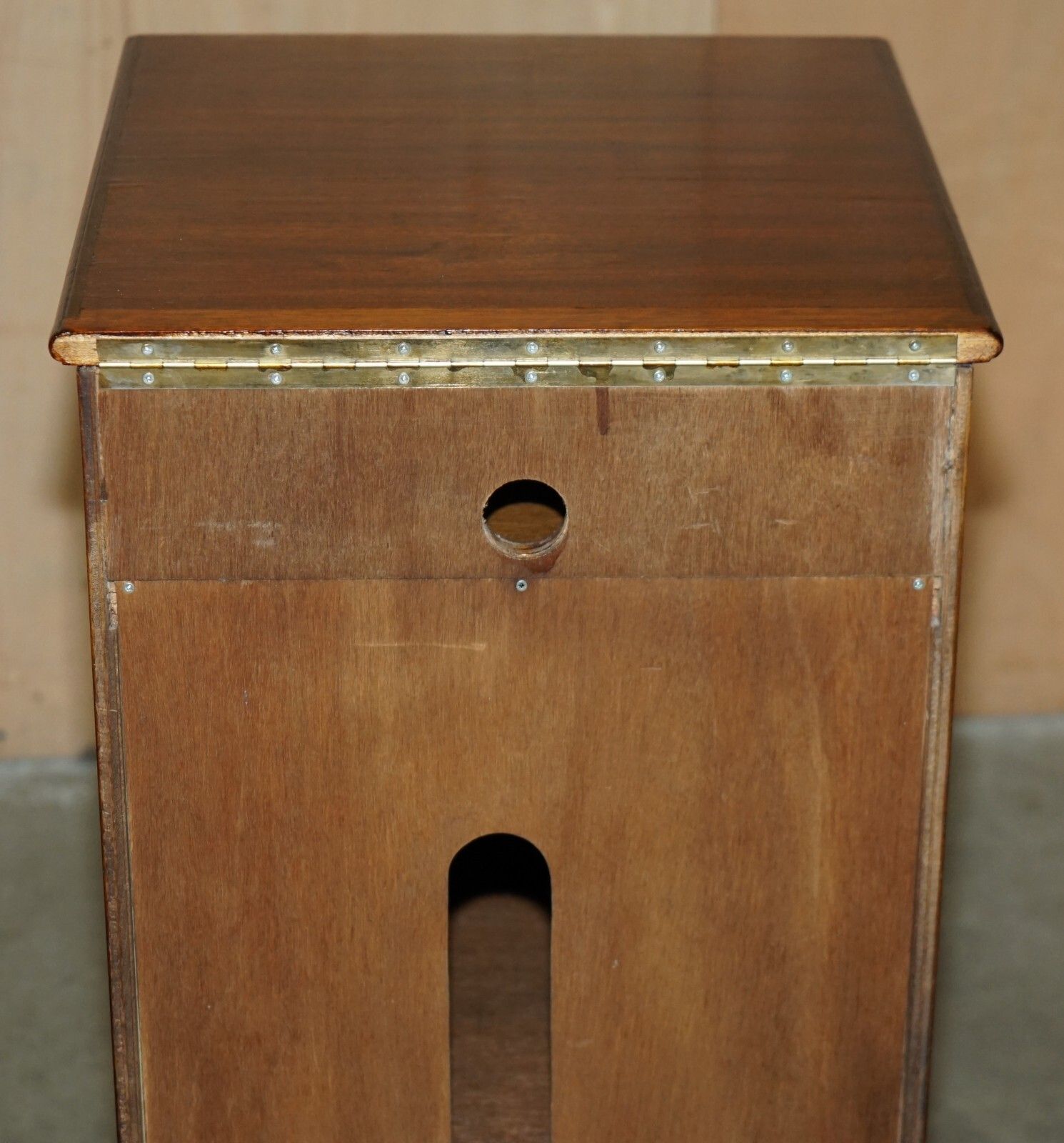 495.0 Vintage Mid Century Modern Flamed Mahogany Record Player Media Cabinet photo