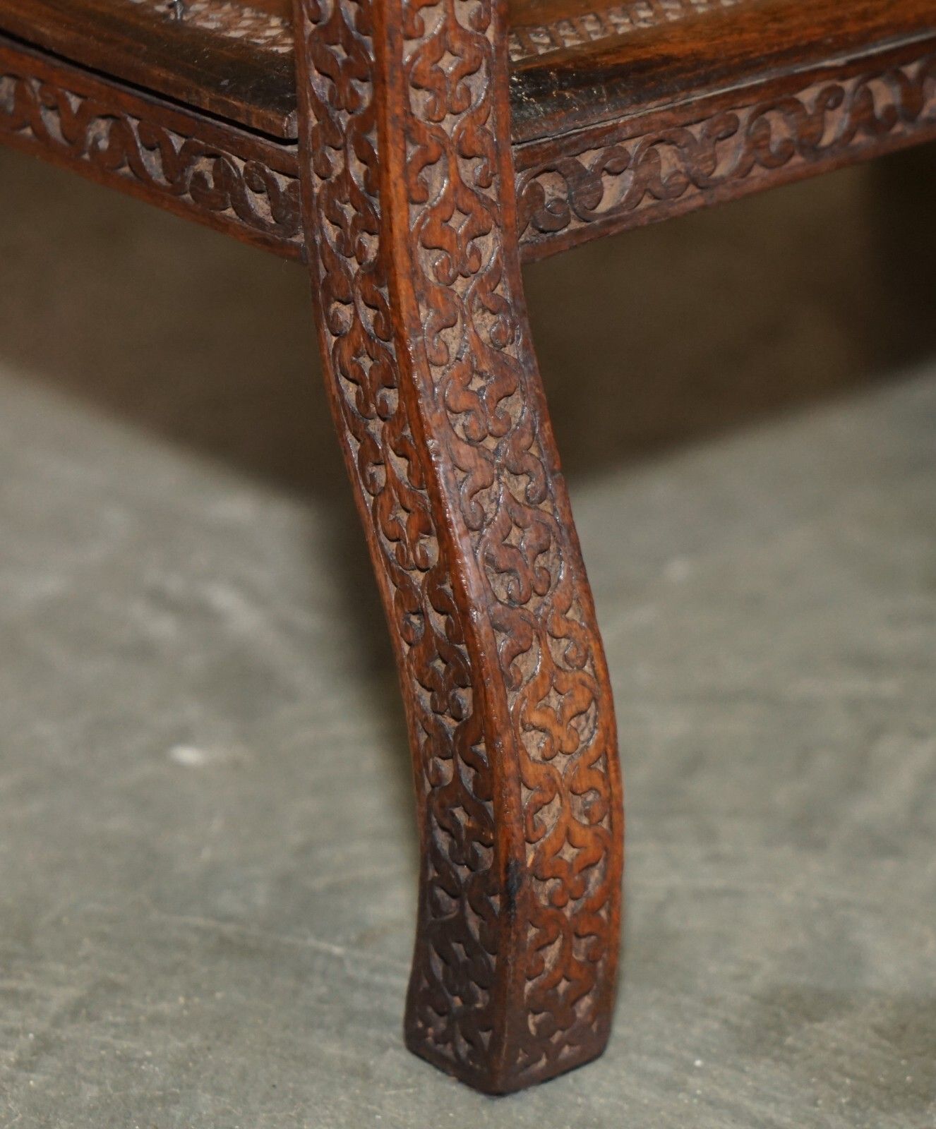 1950.0 Antique Moroccan Hand Carved Liberty's London Mother Of Pearl Silver Tea Table photo