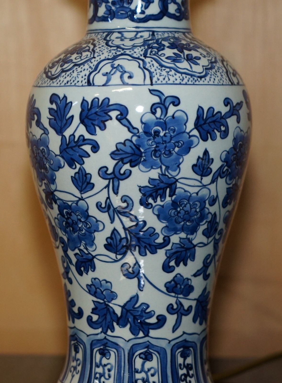Lovely Antique Style Chinese Porcelain Large Table Lamp Super Decorative Finish photo 495.0