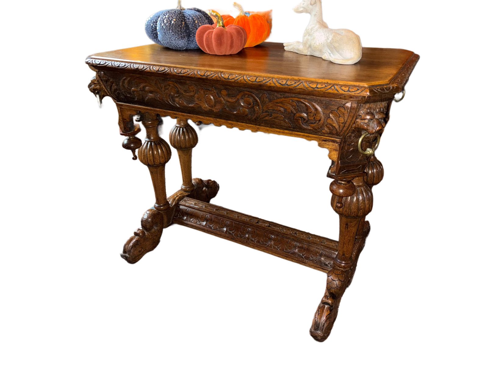 photo furniture Flemish Carved Oak Dolphin And Lion Table