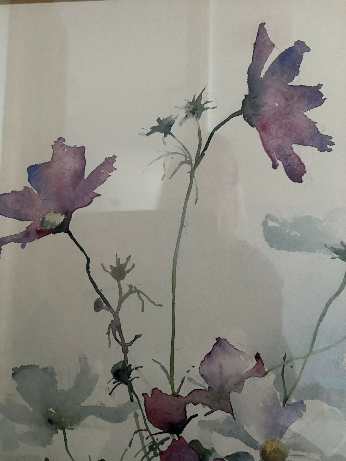 Large Watercolour Painting Of Flowers And Shells photo vinterior