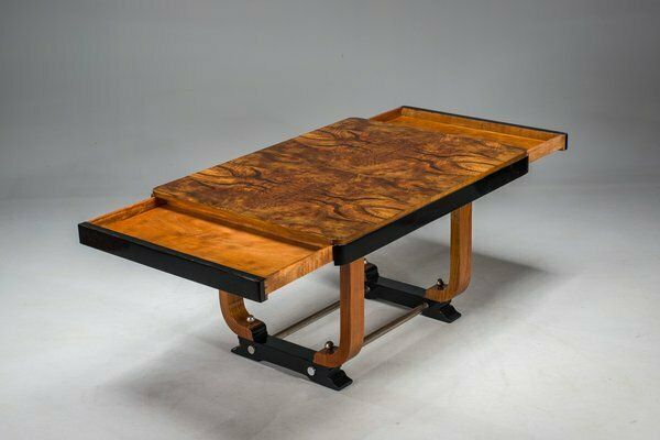 Art Deco French Walnut & Burl Dining Set, 1930s, Set Of 7 photo 3515.0
