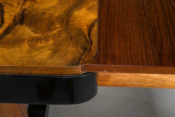 Art Deco French Walnut & Burl Dining Set, 1930s, Set Of 7 photo vintage
