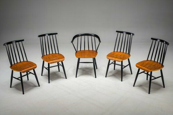 Furniture Fanett Dining Chairs Attributed To Ilmari Tapiovaara, 1960s, Set Of 5 photo