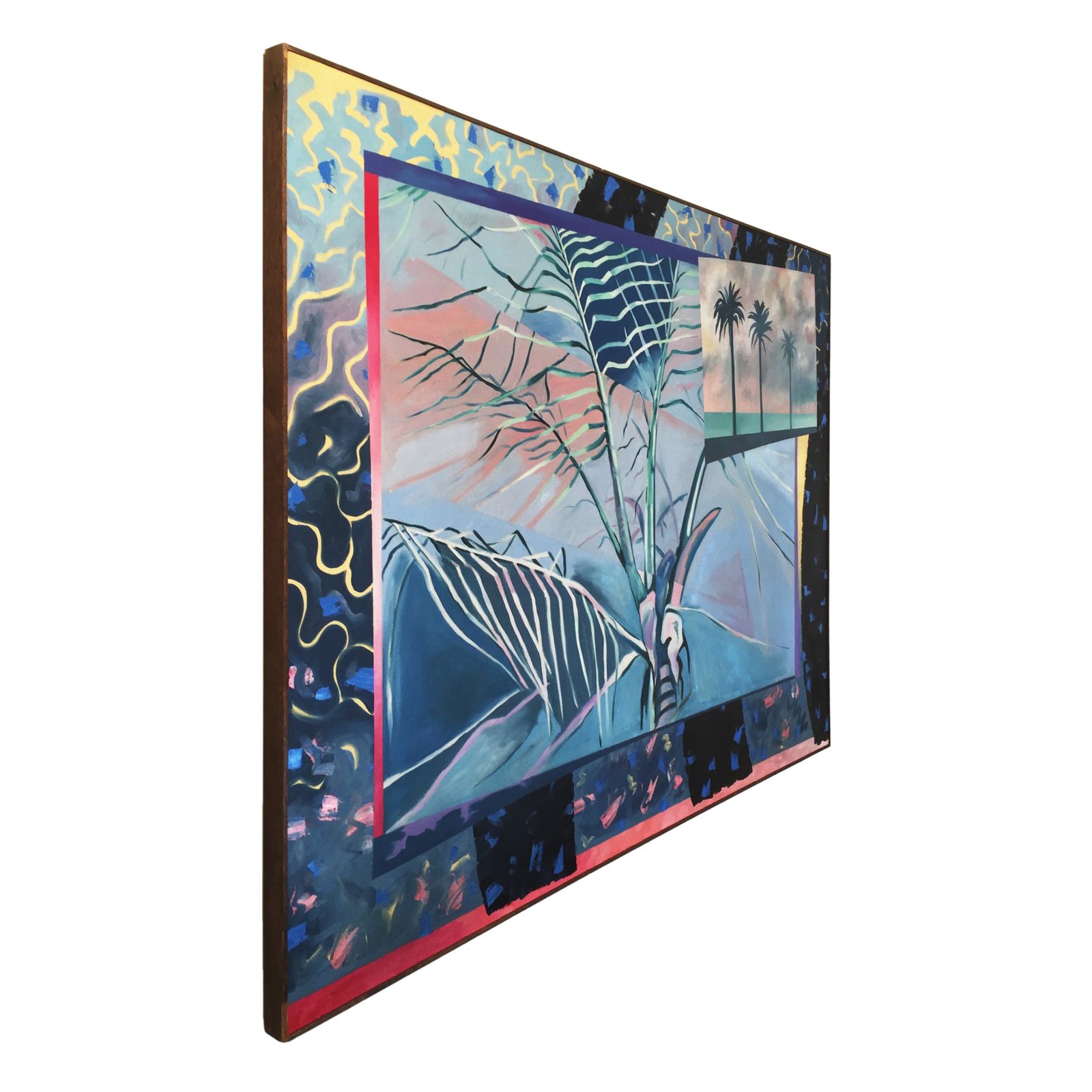 Richard Frank 'Palm's Parade' Painting Art, Oil On Canvas 1980 Memphis Milano Style Regency Hollywood Miami Vice Palm Springs photo Art