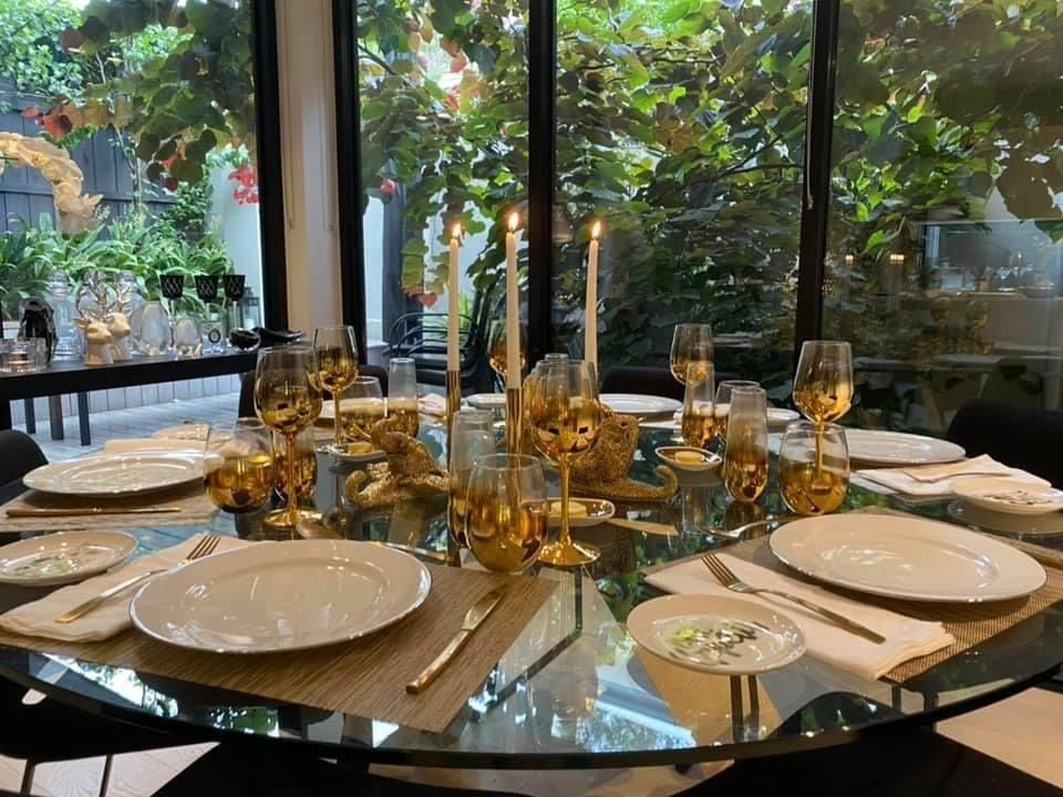 Xl Vintage Lucite, Chrome & Glass Round Dining Table Display Regency Hollywood photo vintage