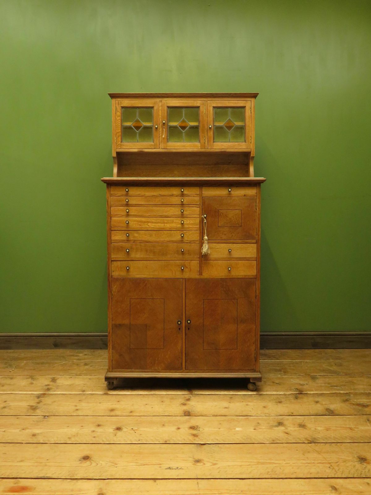 Antique Collectors Dentists Chest, With Stained Glass, Fully Restored photo for sale