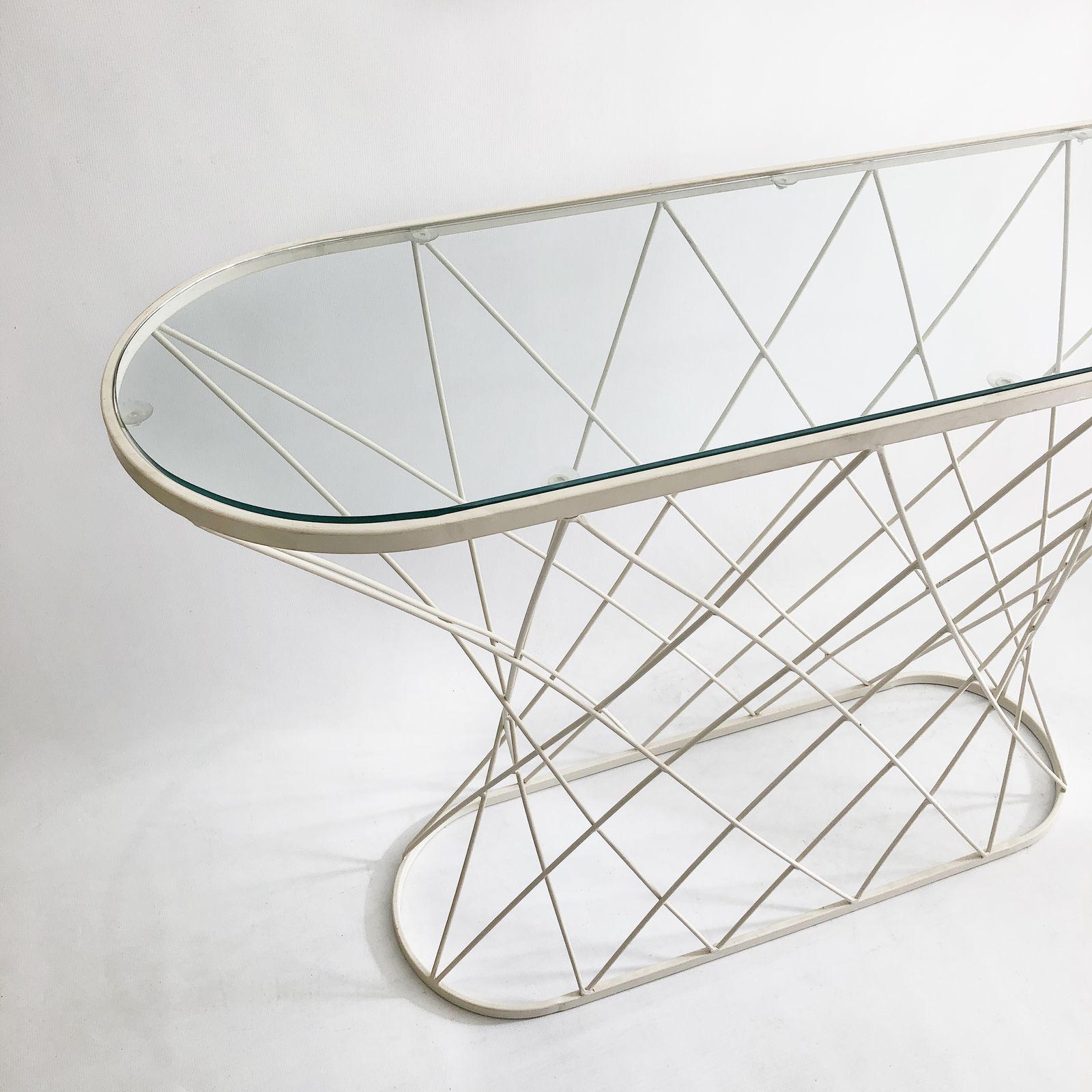 Furniture White Twisted Console 1980s Isamu Noguchi Style USA Mid Century Oval photo