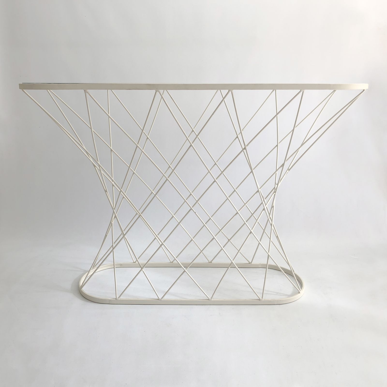 White Twisted Console 1980s Isamu Noguchi Style USA Mid Century Oval photo buy