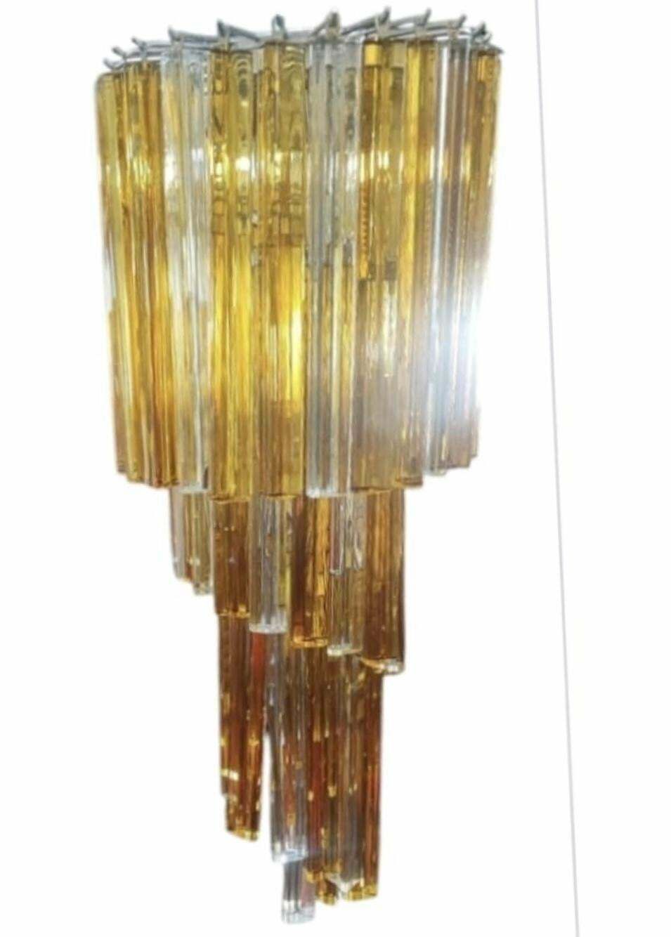 1960s White And Amber Trilobi Murano Glass Spiral Cascade Chandelier photo furniture
