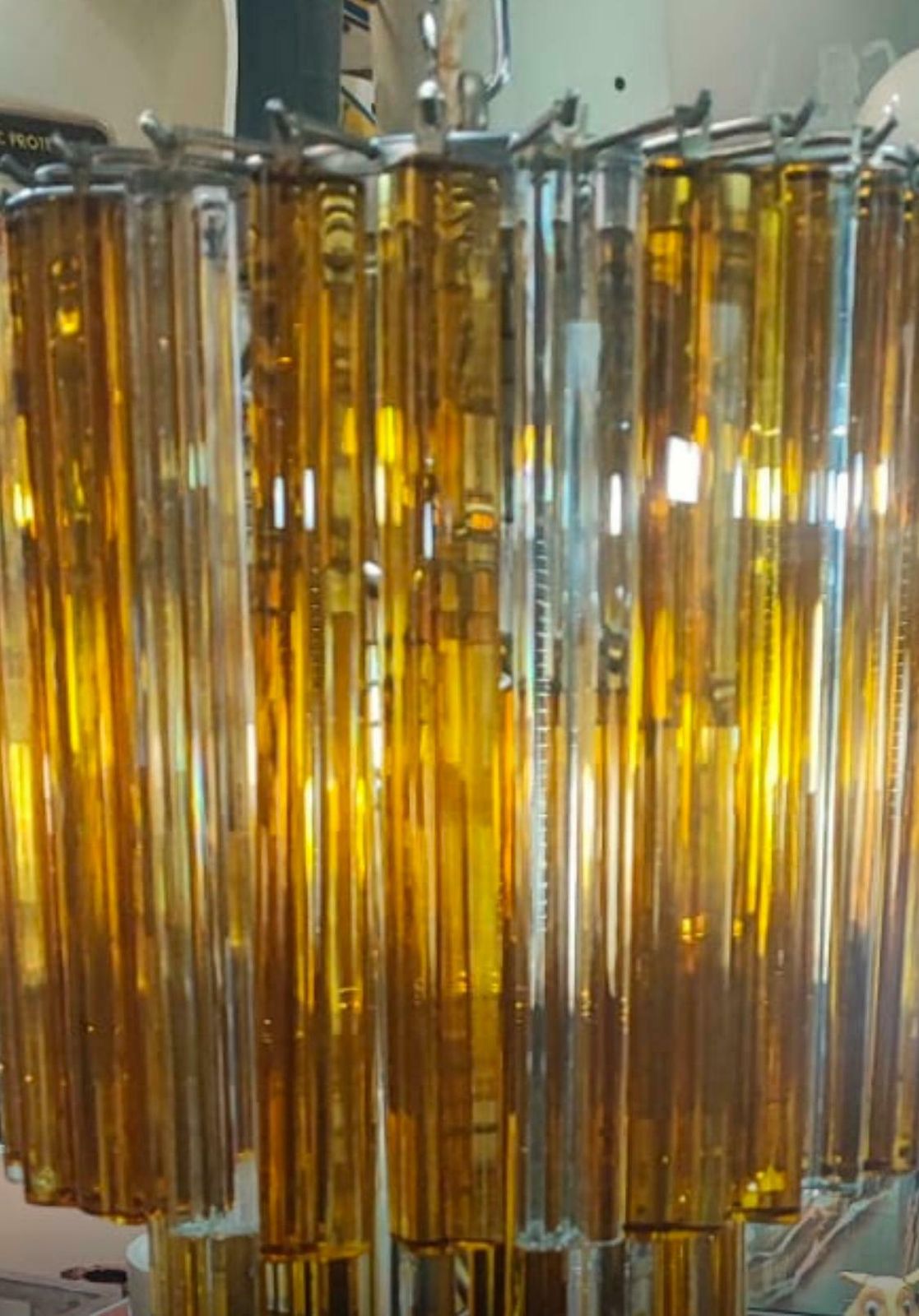 1960s White And Amber Trilobi Murano Glass Spiral Cascade Chandelier photo Lighting