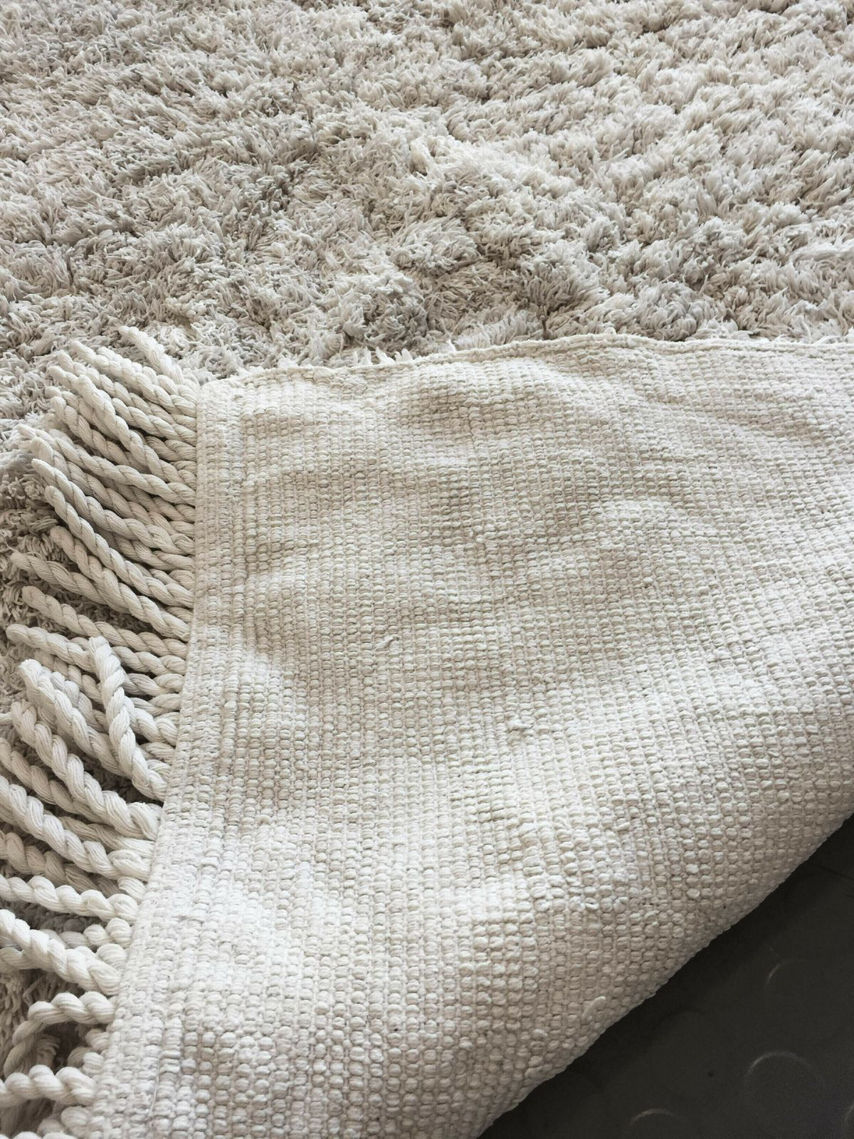 Vintage Off White Diamond Shapes Cotton Rug Scandinavian Midcentury Berber Style photo furniture